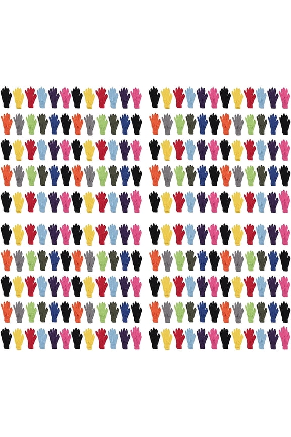 Wholesale Bulk Winter Magic Gloves Warm Brushed Interior, Stretchy Assorted Mens Womens Unisex Adult ( 240 Pairs )