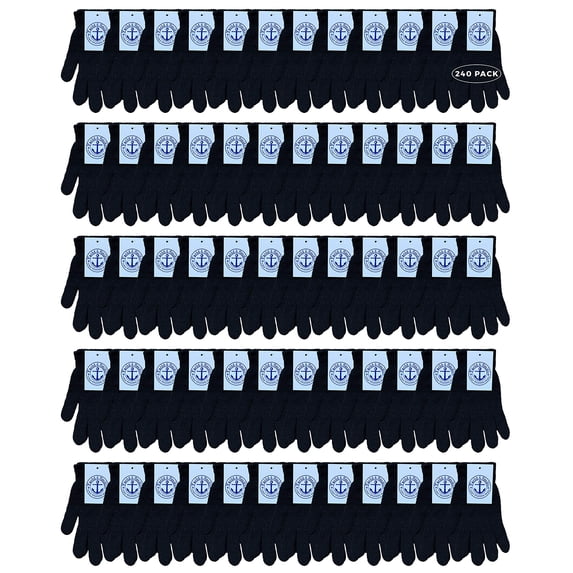 Yacht & Smith Wholesale Bulk Winter Magic Gloves Warm Brushed Interior, Stretchy Assorted Mens Womens Unisex Adult (240 Pairs)