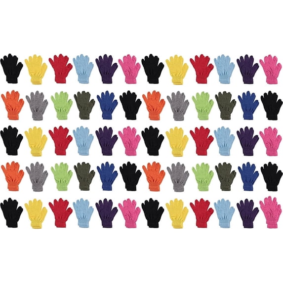 Yacht & Smith Wholesale Bulk Winter Magic Gloves Warm Brushed Interior, Stretchy Assorted Mens Womens Unisex Adult ( 60 Pairs )
