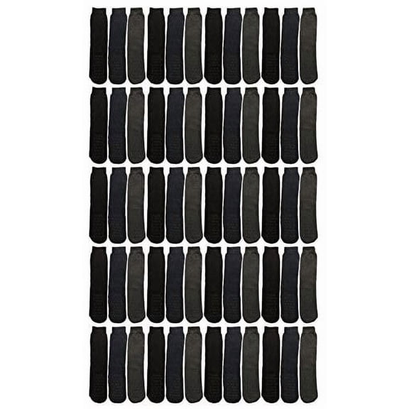 Yacht & Smith Wholesale Bulk Winter Thermal Hospital Socks, Gripper Non-Slip Bottom (Mens/Assorted, 60)