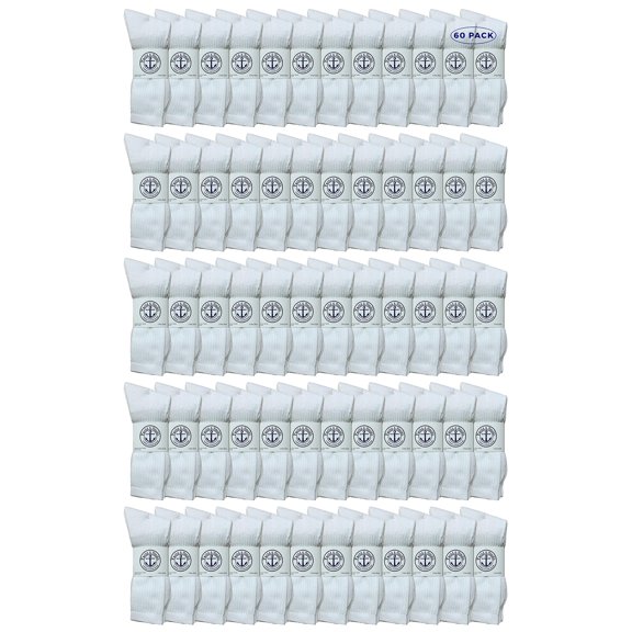 60 Pairs Of Yacht & Smith Wholesale Bulk Womens Crew Socks, Cotton Sport Athletic Socks - Size 9-11