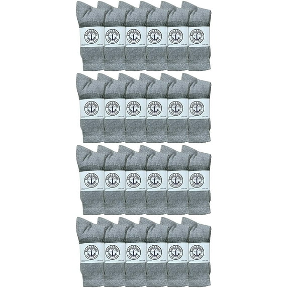 24 Pairs Of Yacht & Smith Wholesale Bulk Womens Crew Socks, Cotton Sport Athletic Socks - Size 9-11 (Gray)