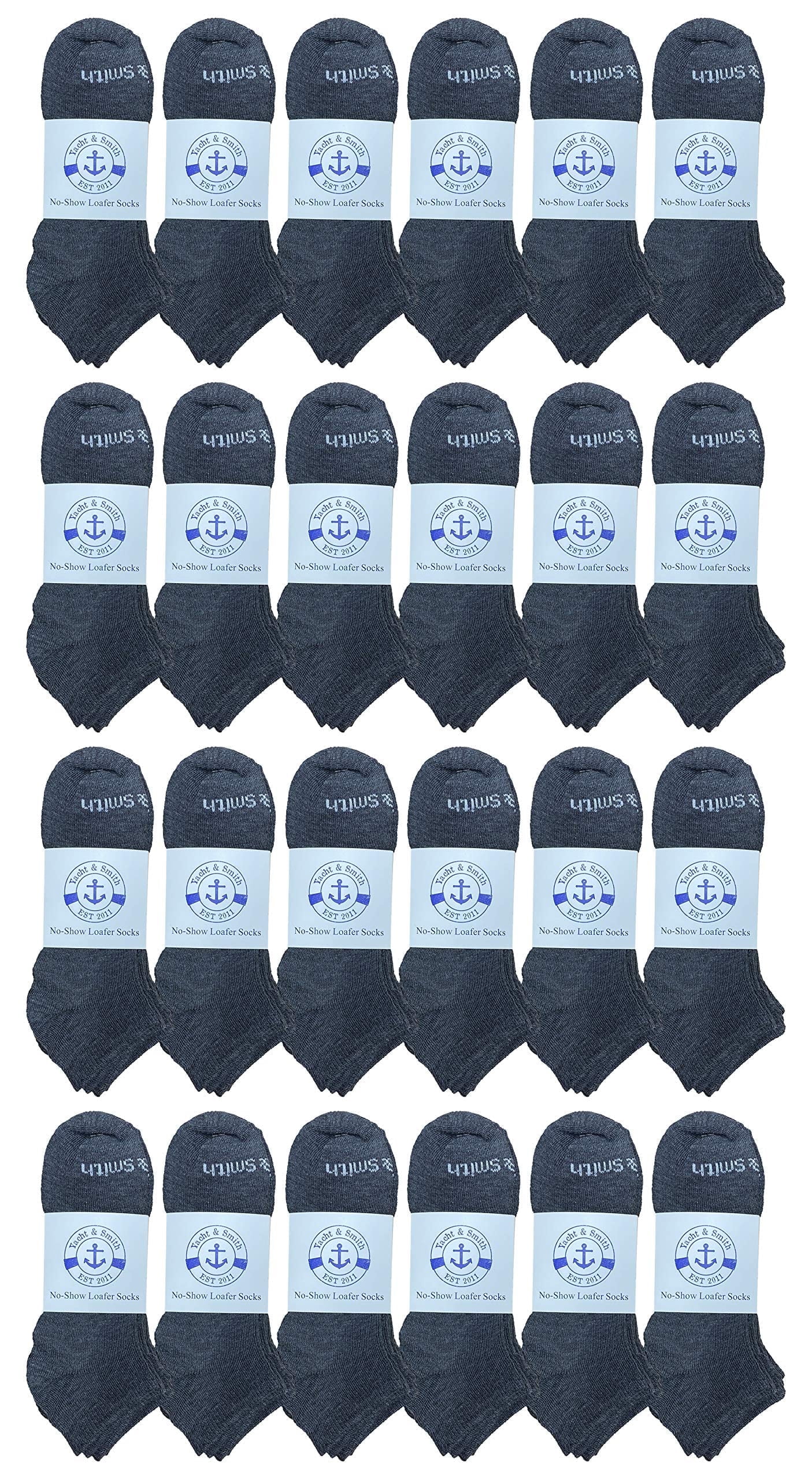 Yacht & Smith Wholesale Men's 97% Cotton Shoe Liner Training Socks Size 10-13, No Show Thin Low Cut Sport Ankle Socks (12 Pairs Black)