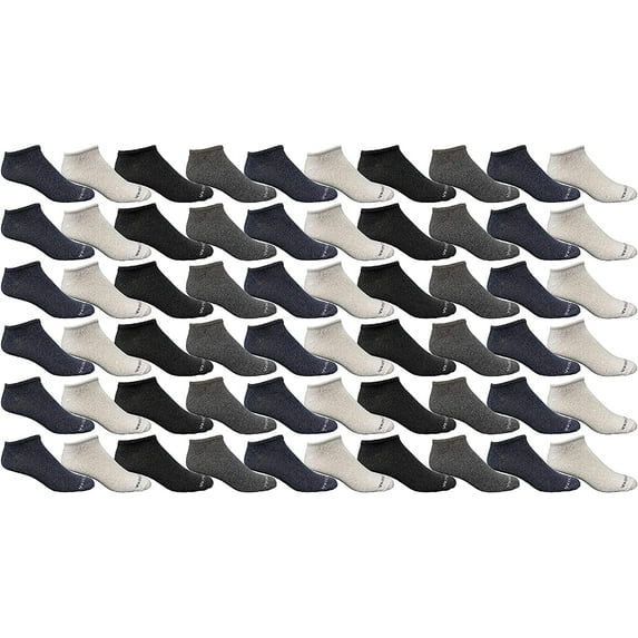 Yacht & Smith Wholesale Men's Cotton Shoe Liner Training Socks Size 10-13 (Assorted, 72)