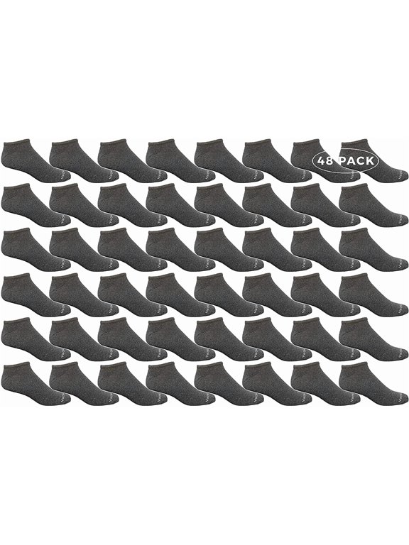 Wholesale Men's Cotton Shoe Liner Training Socks Size 10-13 (Dark Heather Gray, 48)
