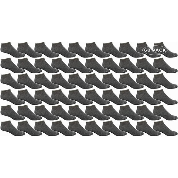 Yacht & Smith Wholesale Men's Cotton Shoe Liner Training Socks Size 10-13 (Dark Heather Gray, 60)