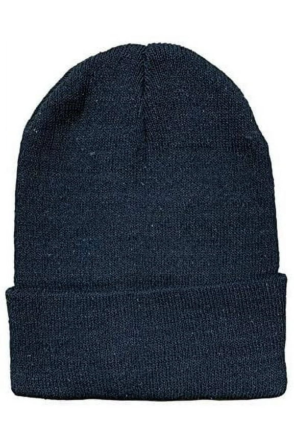 Winter Beanie Hat, Cold Weather Unisex Hats, Ribbed (Black)