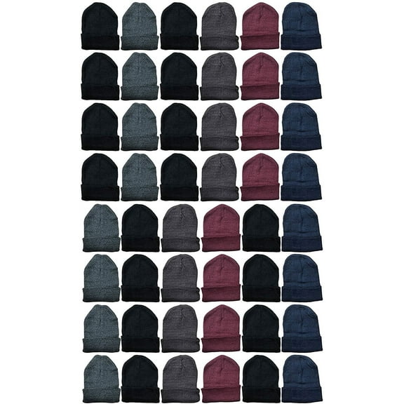 Yacht & Smith Winter Beanies  For Men & Women, Warm Thermal Cold Resistant Bulk Packs - 36Pack Assorted Color