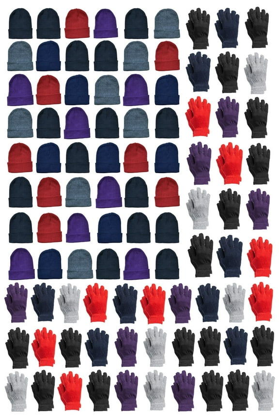 Winter Beanies & Gloves Wholesale Bulk Cold Weather Unisex Adult Hat & Glove