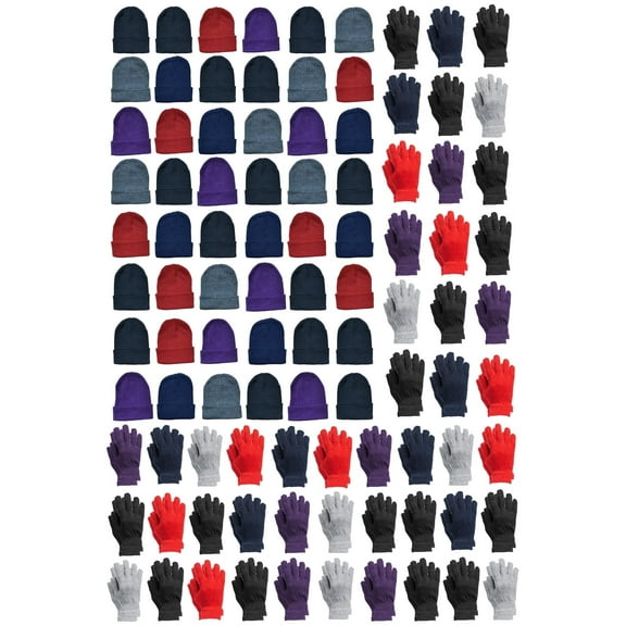 Yacht & Smith Winter Beanies Wholesale Bulk Cold Weather Adult Unisex Hat & Gloves