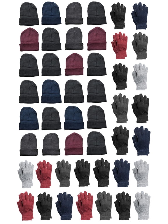 Winter Beanies Wholesale Bulk Cold Weather Adult Unisex Hat & Gloves