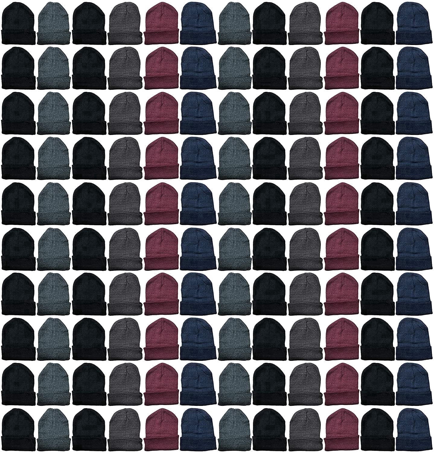 Yacht & Smith Winter Beanies Wholesale Bulk Cold Weather Unisex Hat (One Size Fits All) (144 Pairs Assorted)