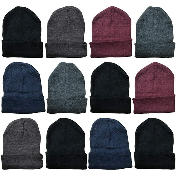 Yacht & Smith Winter Beanies for Men & Women, Warm Thermal Cold Resistant Bulk Packs (12 Assorted Pack A)