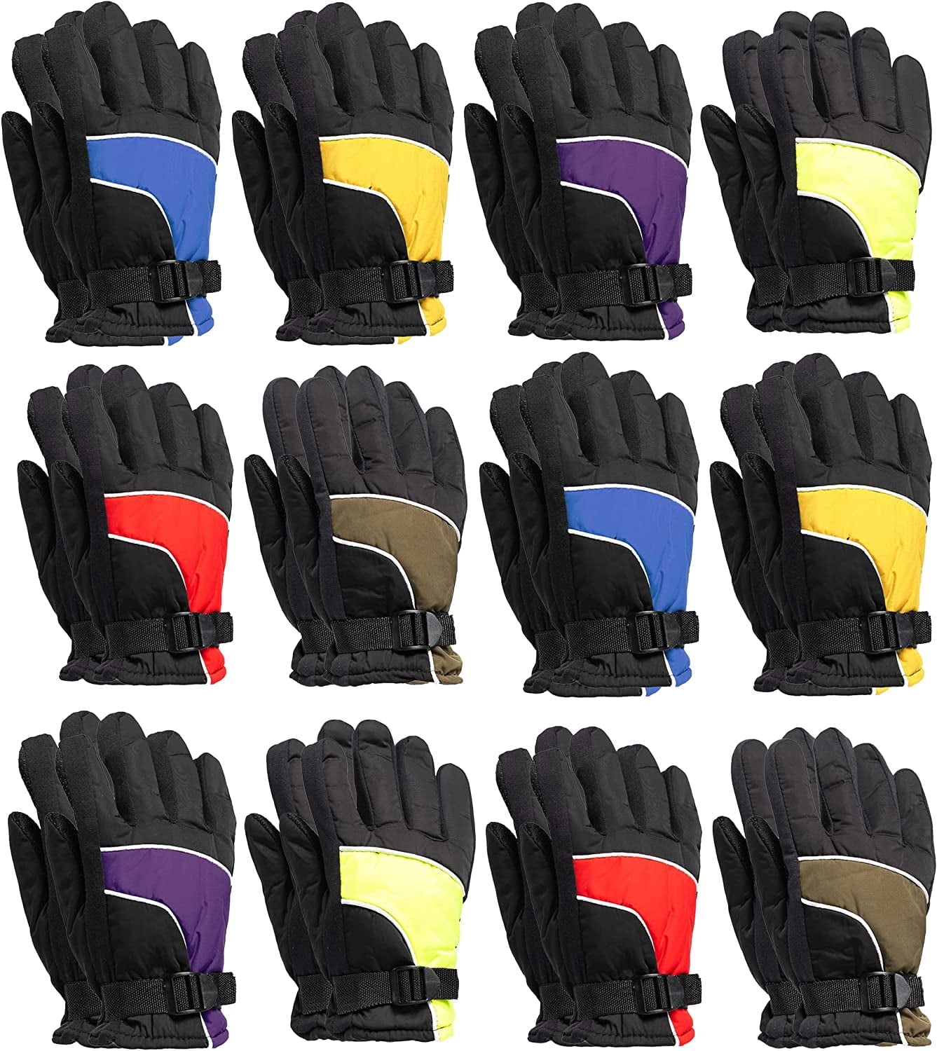 Yacht & Smith Winter Ski Gloves Fleece Lined Adjustable Strap Water Resistant For Men, Women, Kids