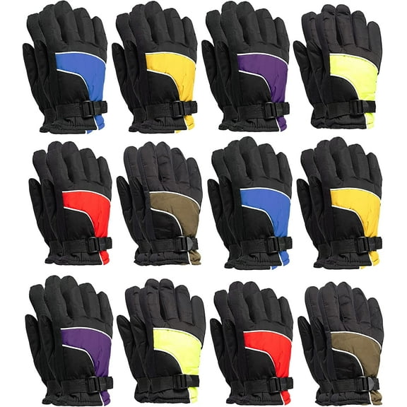 Yacht & Smith Winter Ski Gloves Fleece Lined Adjustable Strap Water Resistant For Men, Women, Kids