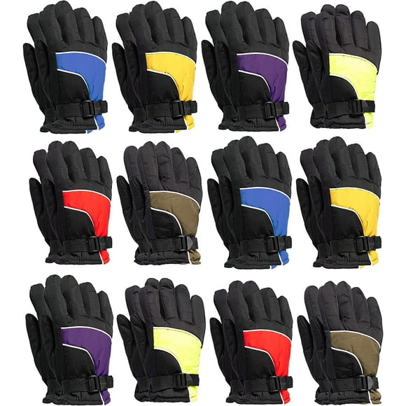 Yacht & Smith Winter Ski Gloves Fleece Lined Adjustable Strap Water Resistant For Men, Women, Kids