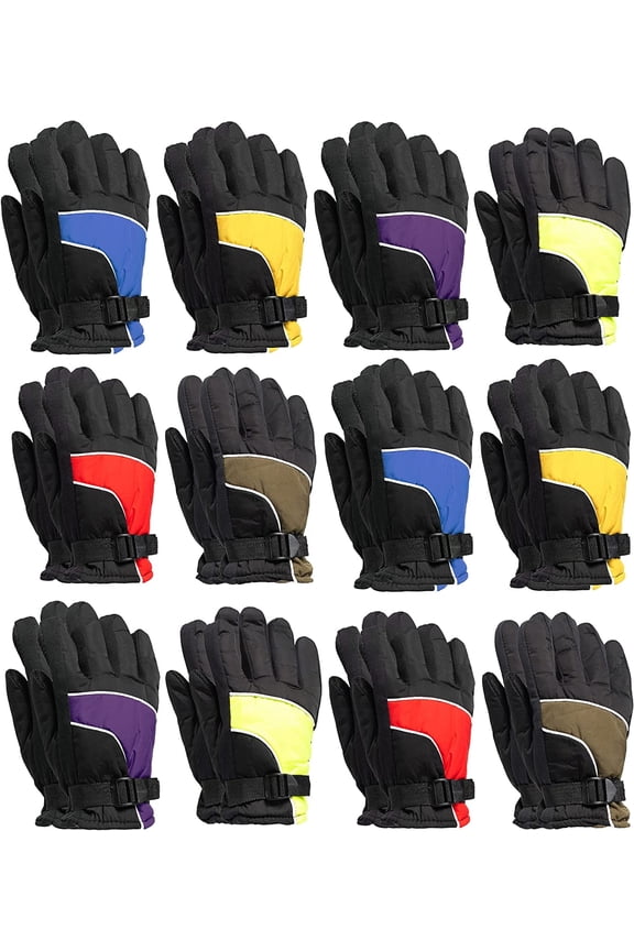 Winter Ski Gloves Fleece Lined Adjustable Strap Water Resistant For Men, Women, Kids