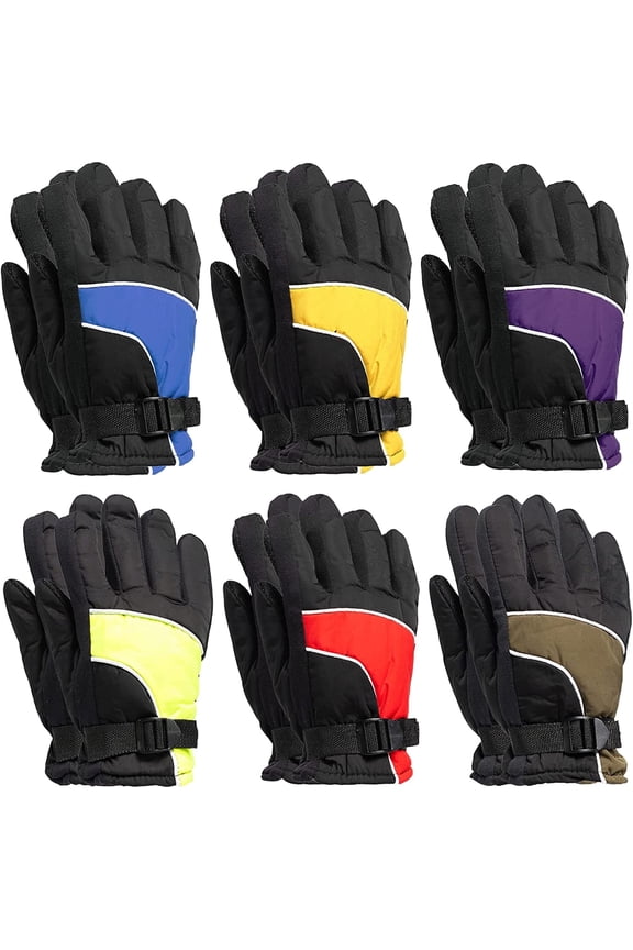 Winter Ski Gloves Fleece Lined Adjustable Strap Water Resistant For Men, Women, Kids