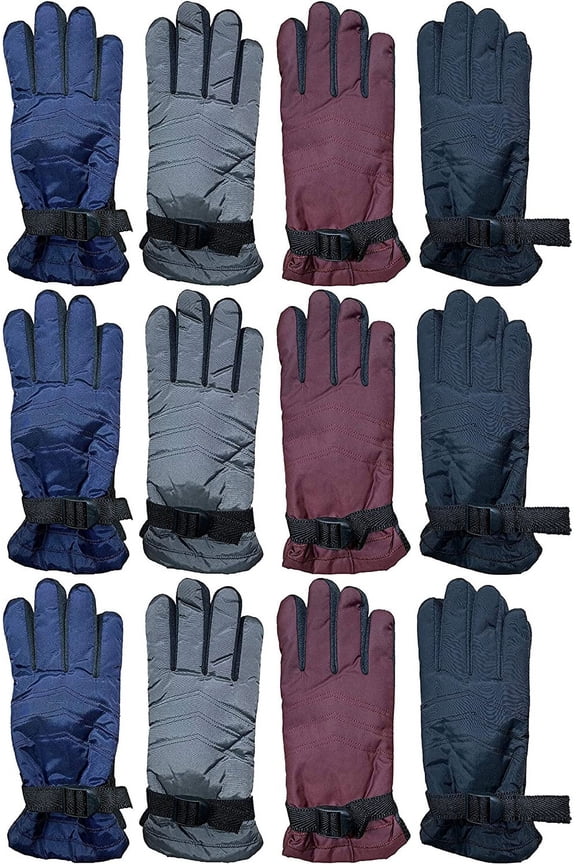 Winter Ski Gloves Fleece Lined Adjustable Strap Water Resistant For Men, Women, Kids
