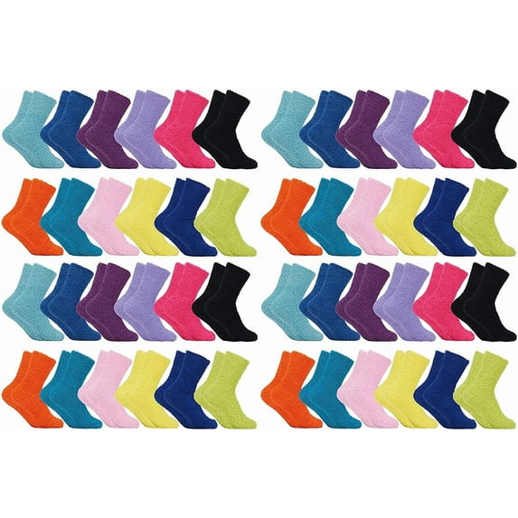 Yacht & Smith Women’s Fuzzy Socks, Assorted, Colorful, Warm Stretchy Furry Bulk Socks
