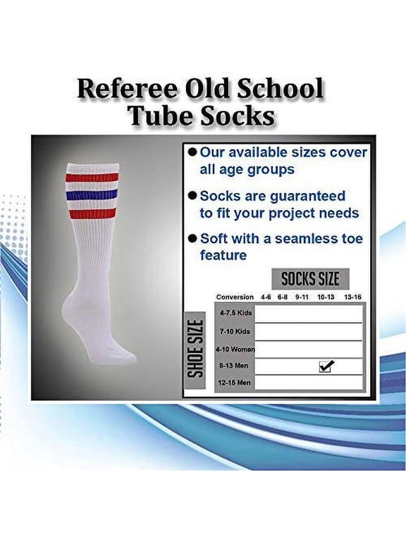 Women's Referee Cotton Tube Socks, Solid and Striped, Sports Sock, Casual Sock