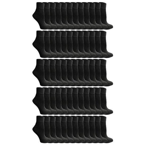 Yacht & Smith Womens Ankle Wholesale Bulk Pack Athletic Sports Socks, by SOCKS'NBULK (Womens 9-11 (Shoe size 5-10), 60 Pairs Black)