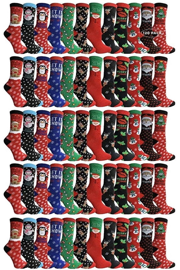 Womens Christmas Socks, Novelty Holiday Socks, Fun Colorful Festive, Crew, Slipper Socks, 9-11