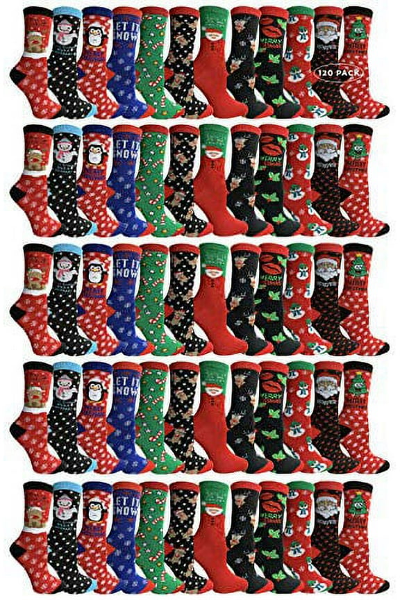 Womens Christmas Socks, Novelty Holiday Socks, Fun Colorful Festive, Crew, Slipper Socks, 9-11