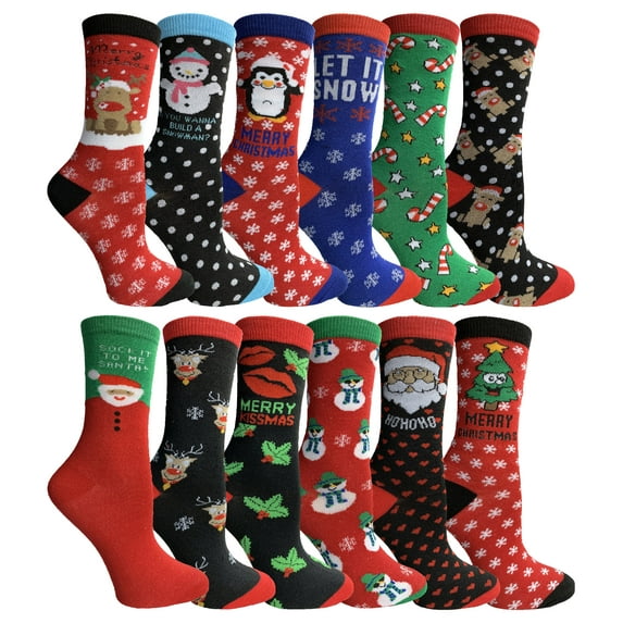 Yacht & Smith Womens Christmas Socks, Novelty Holiday Socks, Fun Colorful Festive, Crew, Slipper Socks, 9-11