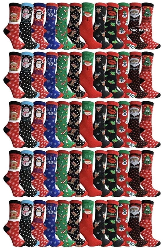 Womens Christmas Socks, Novelty Holiday Socks, Fun Colorful Festive, Crew, Slipper Socks, 9-11