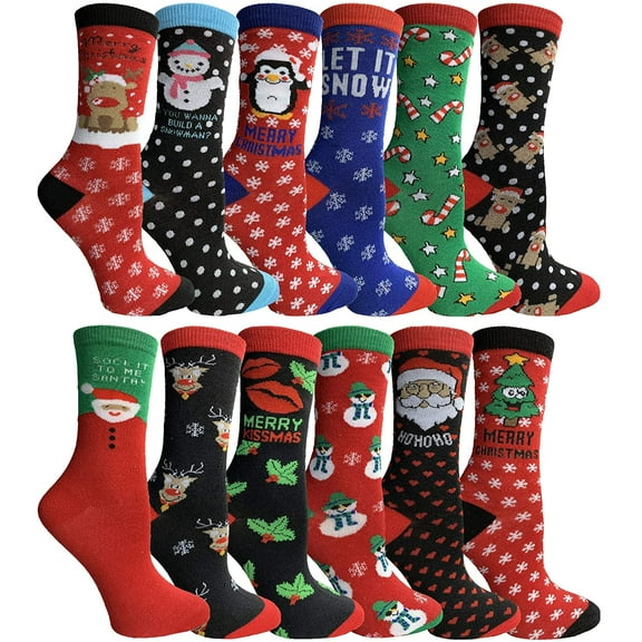 Yacht & Smith Womens Christmas Socks, Novelty Holiday Socks, Fun Colorful Festive, Crew, Slipper Socks, 9-11
