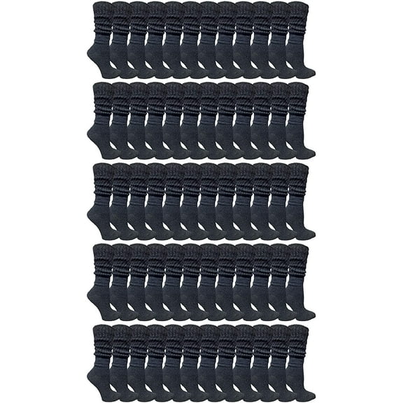 Yacht & Smith Womens Cotton Slouch Socks, Womans Knee High Boot Socks (120 Pack Black)