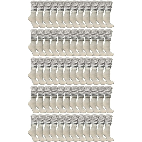 Yacht & Smith 120 Pack Womens Cotton Slouch Socks, Womans Knee High Boot Socks, Size 9-11 (White)