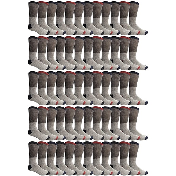 Yacht & Smith Womens Cotton Thermal Crew Socks, Cold Weather Boot Sock Bulk (60 Pairs Thermal Crew)