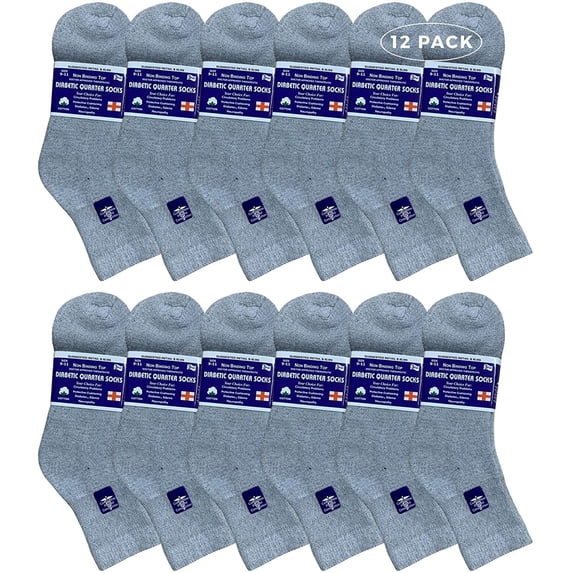 Yacht & Smith Womens Diabetic Neuropathy Edema Socks, Cotton Crew, Ankle, Medical Sock, Size 9-11