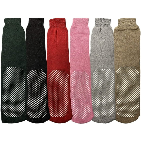 Yacht & Smith Womens Thermal Slipper Socks, Non-Skid with Gripper Bottom, Assorted Colors (6 Pairs Assorted B, (9-11))