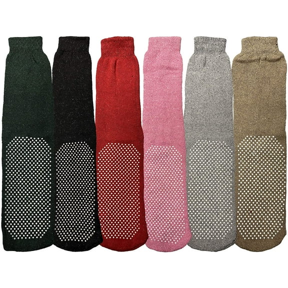 Yacht & Smith Womens Thermal Slipper Socks, Non-Skid with Gripper Bottom, Assorted Colors (6 Pairs Assorted B, (9-11))