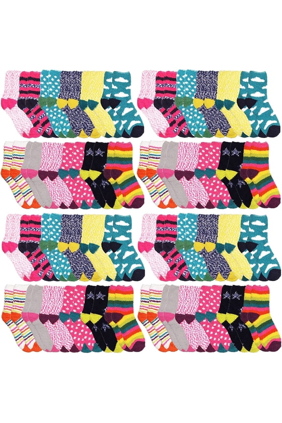 Womens Wholesale Bulk Warm And Cozy Fuzzy Socks, Colorful Winter Sock (60 Pairs Motif Designs)