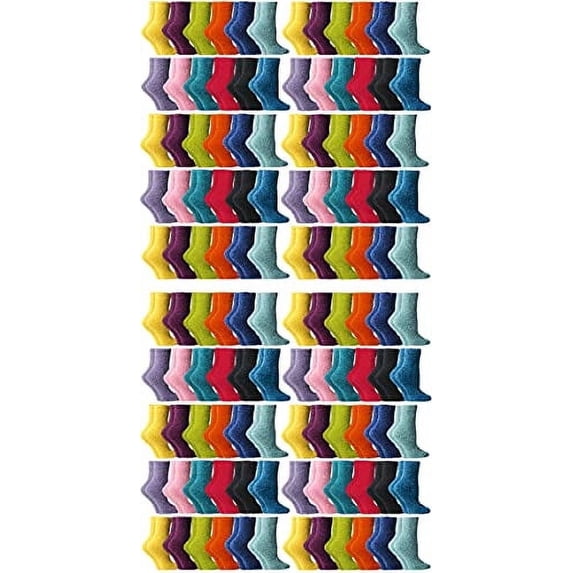 Yacht & Smith Womens Wholesale Bulk Warm And Cozy Fuzzy Socks, Colorful Winter Socks (120 Pack Bright Solid)
