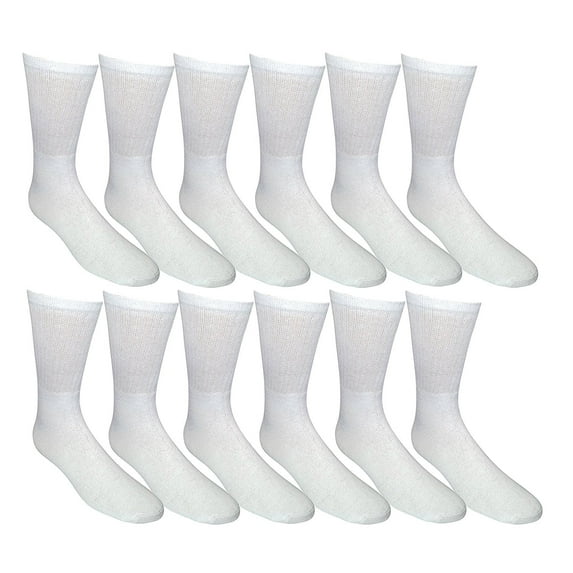 Yacht & Smith of men's 12 Pairs of classic crew socks with full cushion cotton blend, White, sock size King Size 13-16