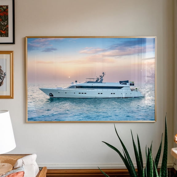 Yacht At Sunset, Luxury Yacht Poster, Old Money Yacht Poster, Boat Poster, Old Money Aesthetic, Luxury Fashion Poster, Yacht Club Poster, Unframed Canvas Size 16x24