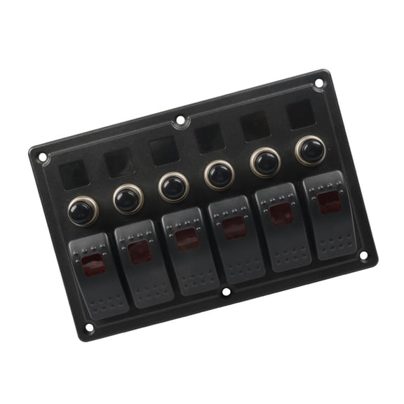 Yacht and Boat Rocker Control Panel, 6 Gang ABS Board for Recreational Vehicle and Marine Circuit Layouts with Direct Manual Press Feel