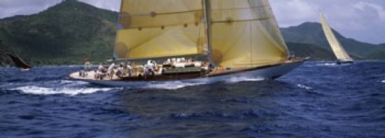 Yacht racing in the sea Antigua Antigua and Barbuda Canvas Art - Panoramic Images (36 x 13)