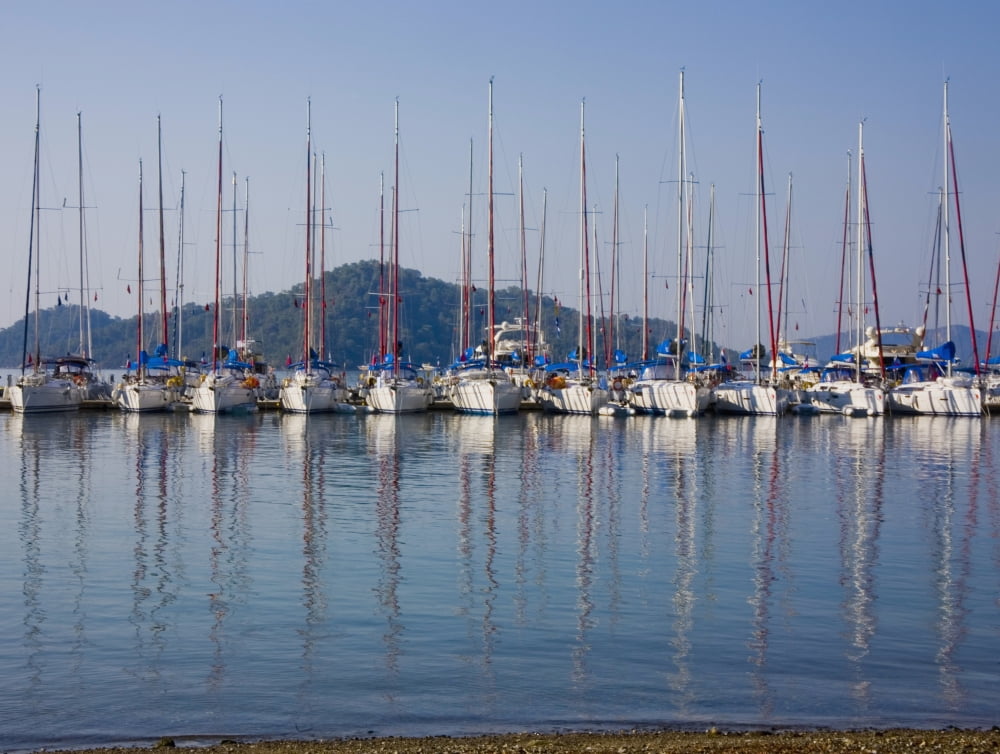 Yachts Docked In The Harbor Gocek Mugla Province Turkey Canvas Art - Christine Giles Design Pics (17 x 13)