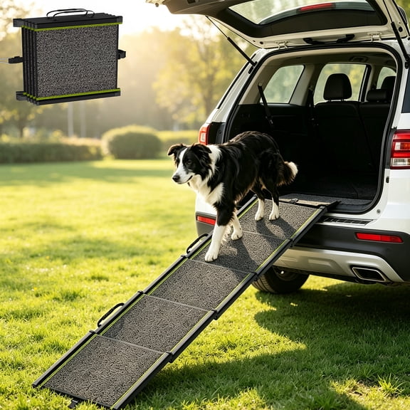 Yacona Dog Ramp for Car, Foldable Pet Ramp for Large Dogs with Non-Slip Surface, 71" × 17"