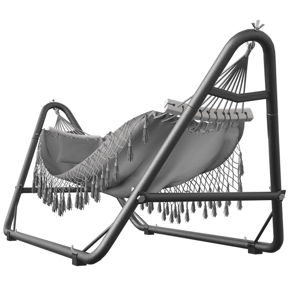Yacona Hammock with Stand for Outside, Heavy Duty Steel Hammocks with Pillow for Backyard, Porch, Patio, Garden, Gray