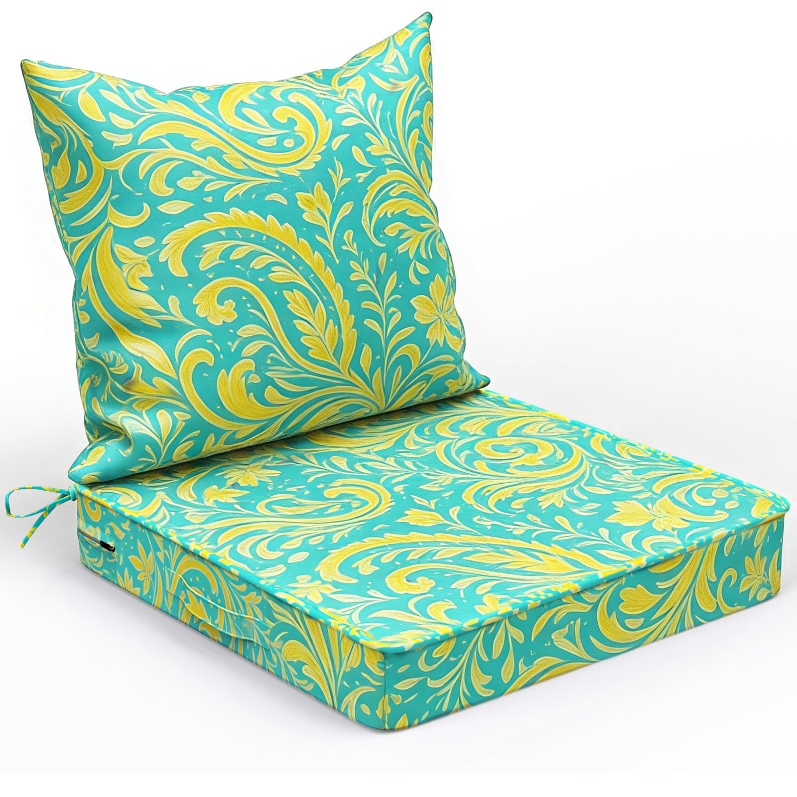 Yacona Outdoor Chair Cushions Set, 24x24in Patio Furniture Cushions with Handle, for Patio Furniture Chair Sofa, Pattern