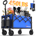 thumbnail image 1 of Yacona Wagons Carts Foldable, 450 lb Capacity Folding Wagon Cart with Wheels for Camping, Garden, Shopping, Blue, 1 of 10