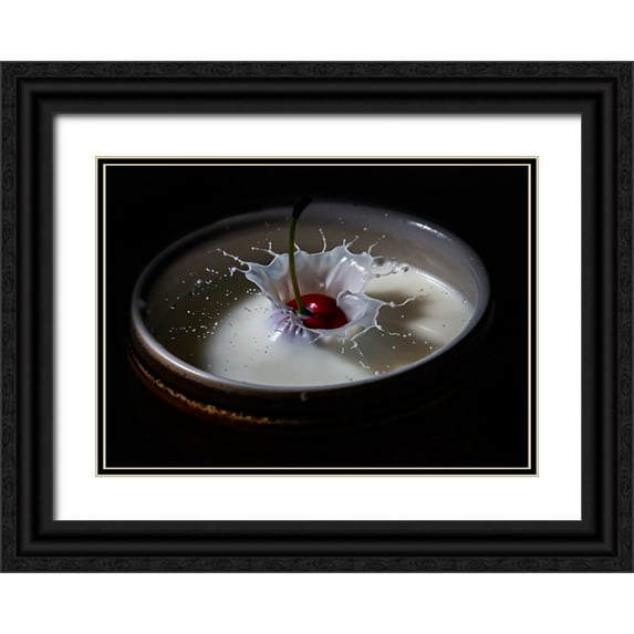 Yacov, Oren 24x18 Black Ornate Wood Framed with Double Matting Museum Art Print Titled - The cherry in a drop of milk
