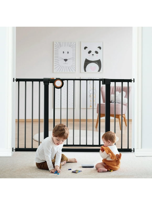 Yacul 29.93"-51.5" Extra Wide Baby Gate, 30'' Tall Extra Long Baby Gate Auto Close Baby Gates For Doorway ,Pet Gate, Black
